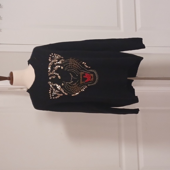 Guess black oversized high low sweater tiger graphic embroidered medium - Picture 3 of 16